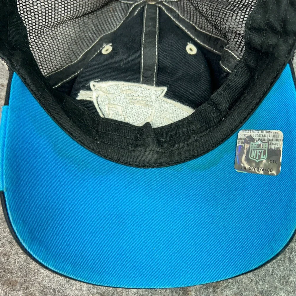 Carolina Panthers Mens Hat Cap Snapback Black Blue Trucker Mesh‎ Retro Football